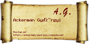Ackerman Györgyi névjegykártya